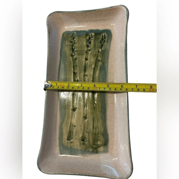 Ceramic Pottery Asparagus Dish Platter by Hugh Wayne, SC Potter. - Picture 6 of 6